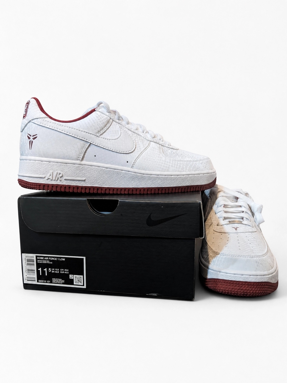 Nike Kobe Air Force 1 Low White Team Red IB0018-101 Men's Size 11.5 NEW OG Box